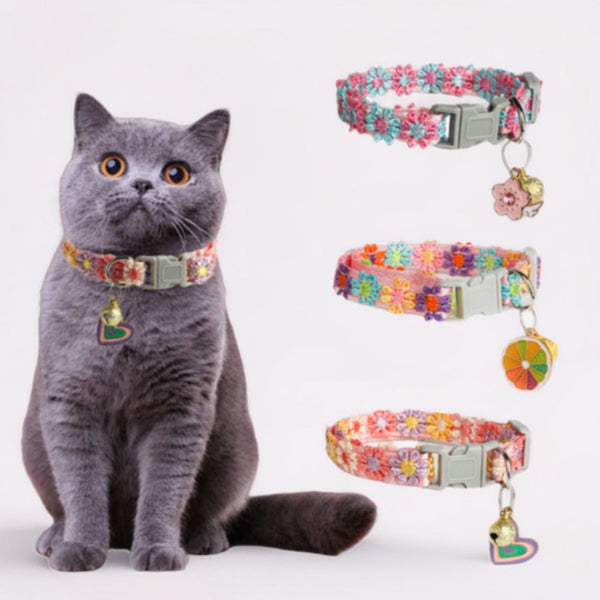 Pet Collar Cat Collar Lace Embroidery Dog Accessories With Bell Pet Accessories Neck Collar Collar