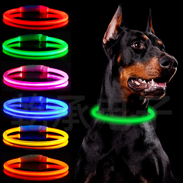 Dog Luminous Collar Dog Collar Luminous USB Rechargeable LED Luminous Collar Type-c Pet Luminous Collar
