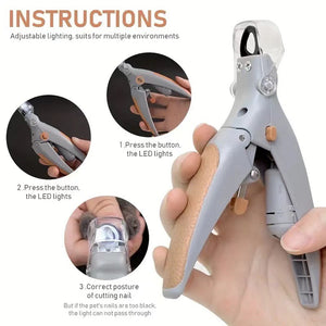 LED Pet Nail Clippers With LED Light Pet Cat Dog Nail Clipper Polishing Pet Cleaning Supplies