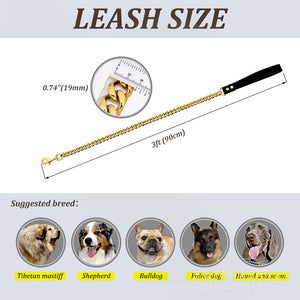 19MM Six-sided Grinding Stainless Steel Gold Traction Dog Chain Collar Collar Dog Leash Medium And Large Dog Leash