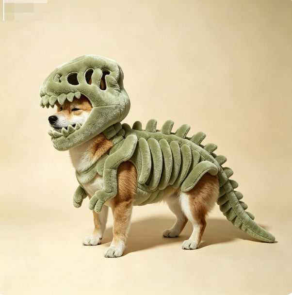 Dinosaur Skeleton Pet Clothing, Glow-in-the-dark Dinosaur Skeleton Pet Costume