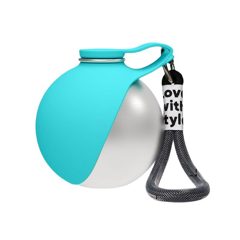 Pet Supplies Portable Dog Water Bottle 304 Stainless Steel Hook-Shaped Spherical Foldable Water Dispenser With Backflow Prevention