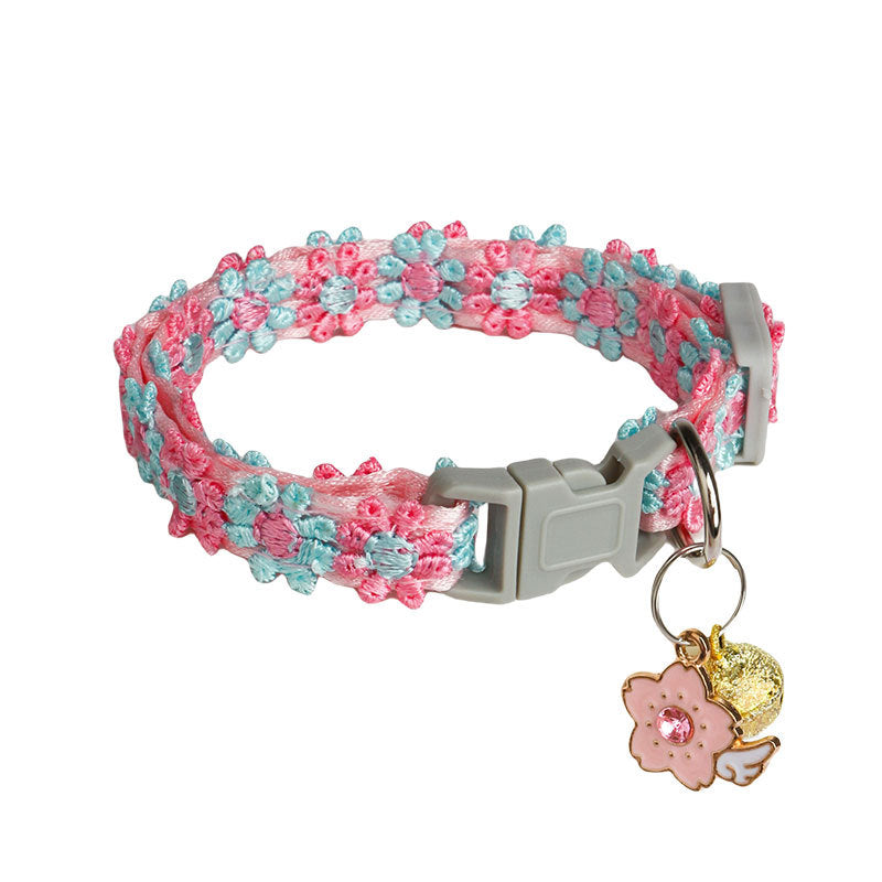 Pet Collar Cat Collar Lace Embroidery Dog Accessories With Bell Pet Accessories Neck Collar Collar